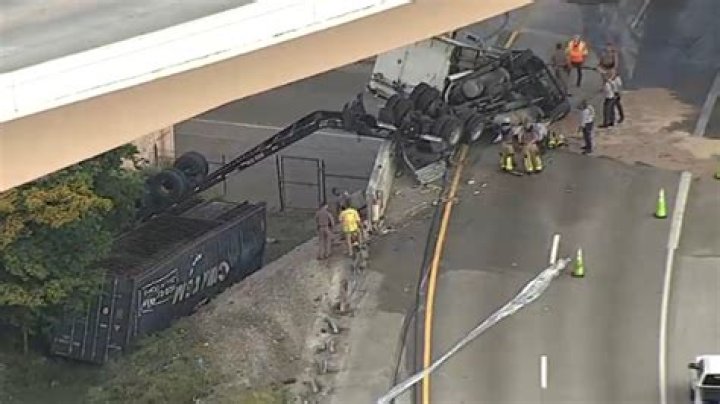 1 injured, tractor trailer destroyed in rollover crash on I-99