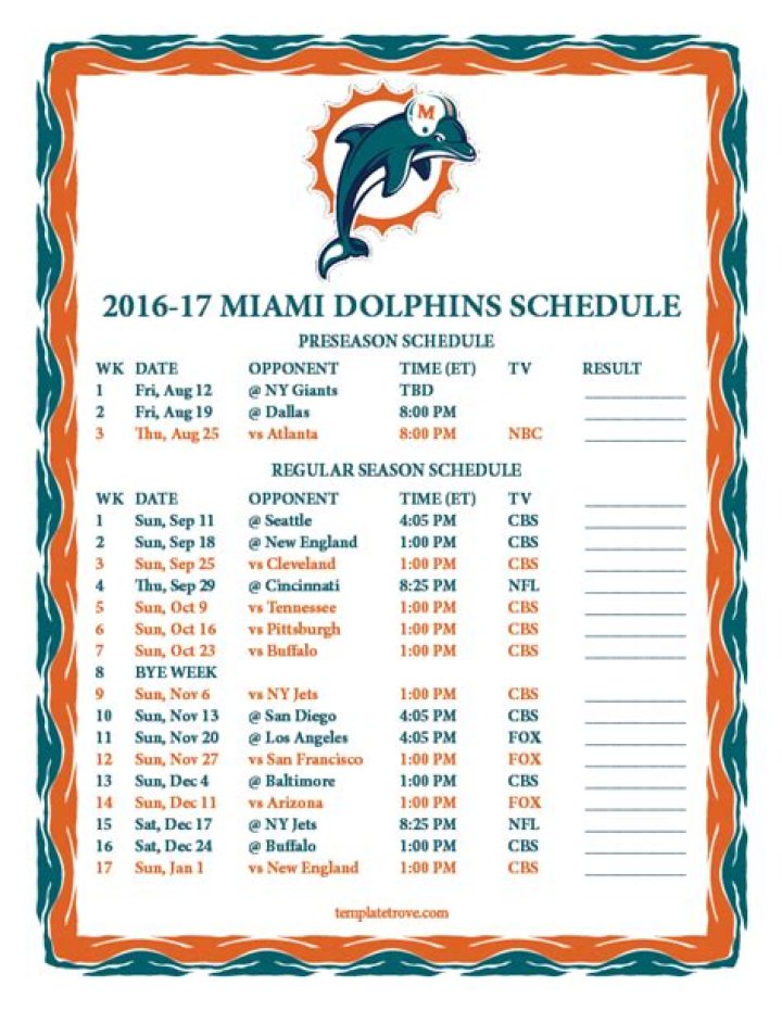 	2017 Miami Dolphins schedule	