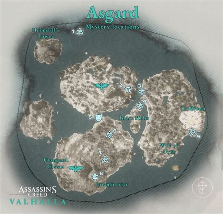 All Assassin’s Creed Valhalla Asgard Wealth and Mysteries locations map