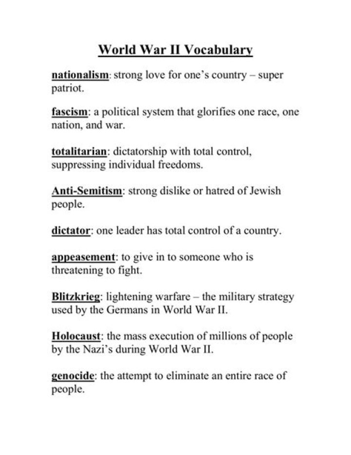 	AMERICA’S WORLD WAR II VOCABULARY	