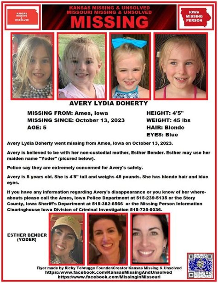 Avery Lydia Doherty Missing, Last Seen At Ames Iowa