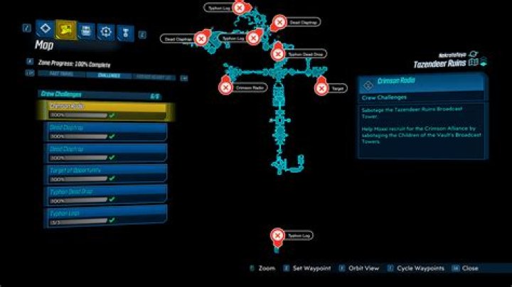 Borderlands 3 Tazendeer Ruins challenges map guide
