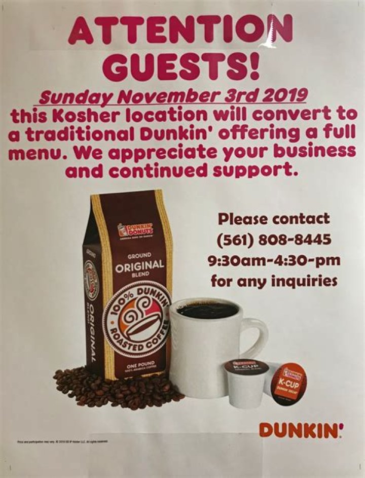 	Bring on the bacon: Boca Raton Dunkin’ decides to ‘de-kosher’	