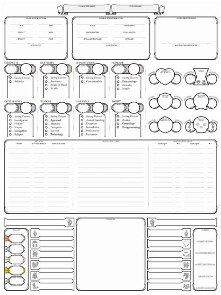 D&D 5e Character Sheet Original( Fillable, Printable)