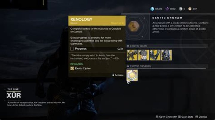 Destiny 2 Xur location and items, Sept. 24-28