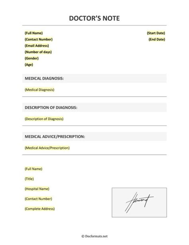 Doctors Note Templates