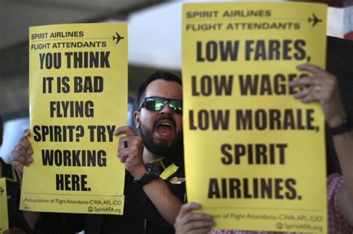 	Flight attendants for Spirit Airlines protest carrier’s handling of cancellations	