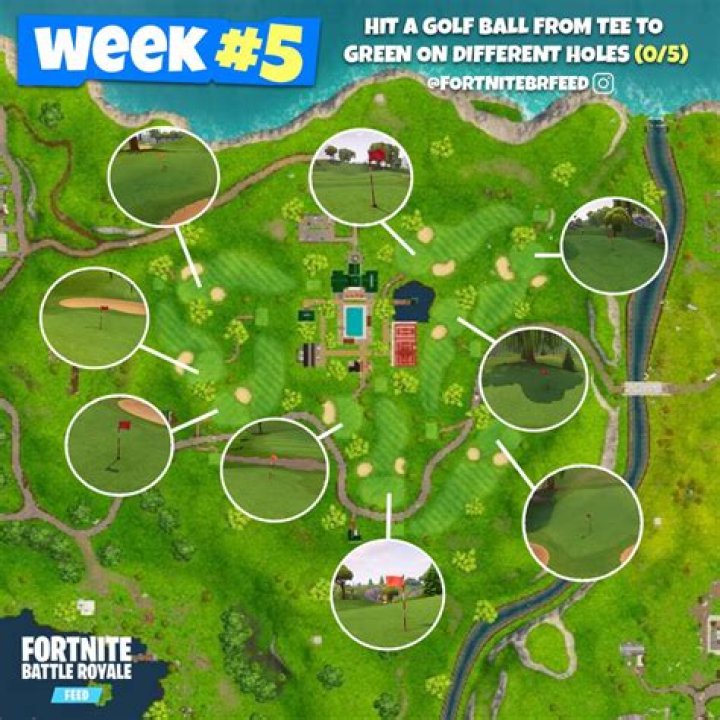 Fortnite: All Hit a Golf Ball from Tee to Green Holes Locations