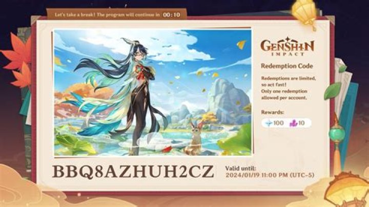 Genshin Impact codes from the patch 3.5 livestream
