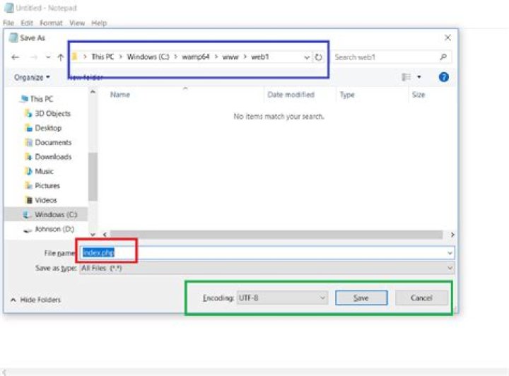 How can I save a .php file using Notepad?