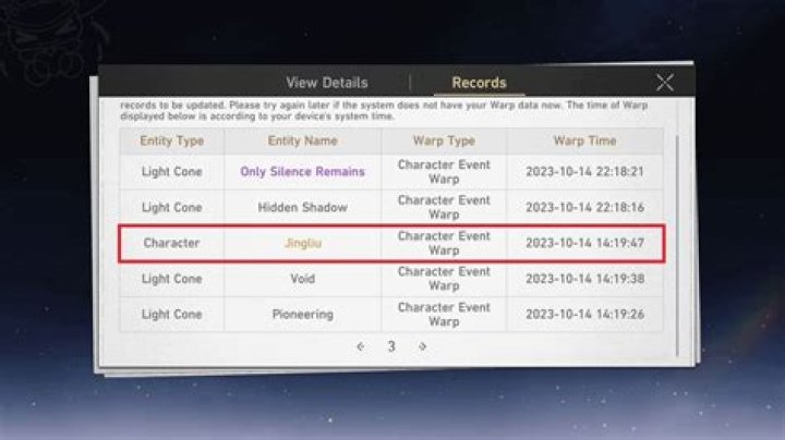 How to check pity and pull count of characters and Light Cone Warps