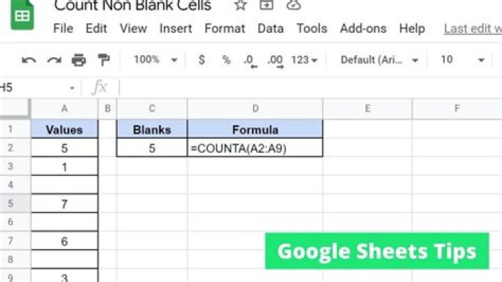 How to Count Non-Blank Cells in Google Sheets