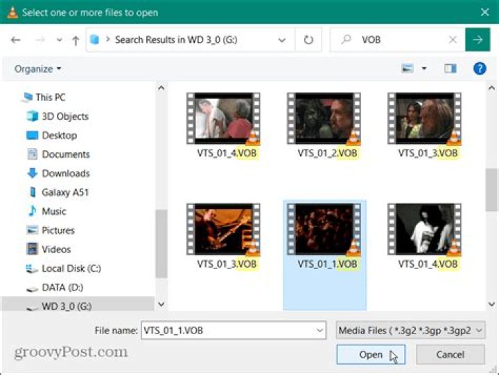 How to extract photographs from VOB video files?