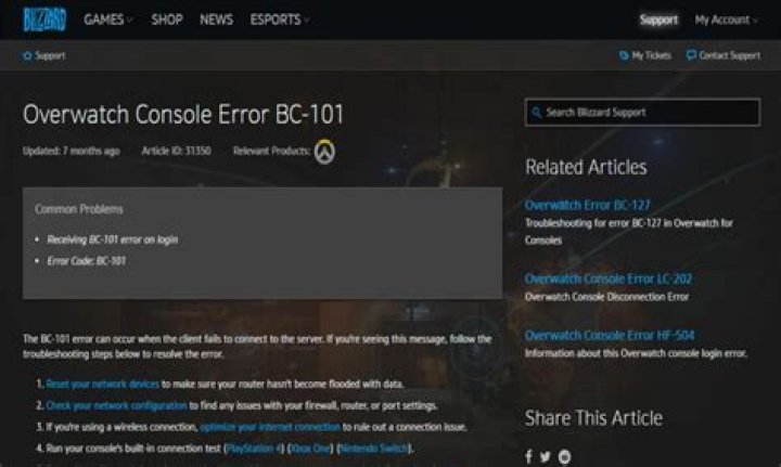 How to Fix Overwatch Console Error BC-101