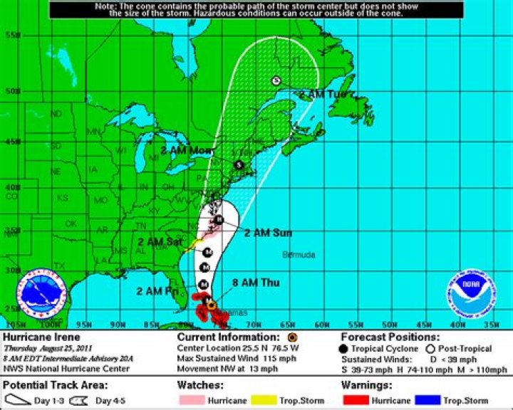 	Hurricane Irene pounding northwestern Bahamas; TD #10 forms	