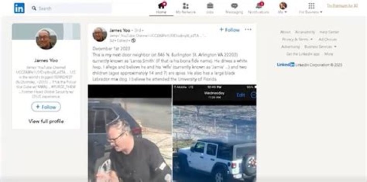 Is James Yoo, Arlington House Explosion Suspect? LinkedIn Post
