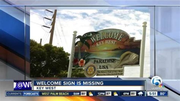 	Missing: Colorful sign that welcomes visitors to Key West	