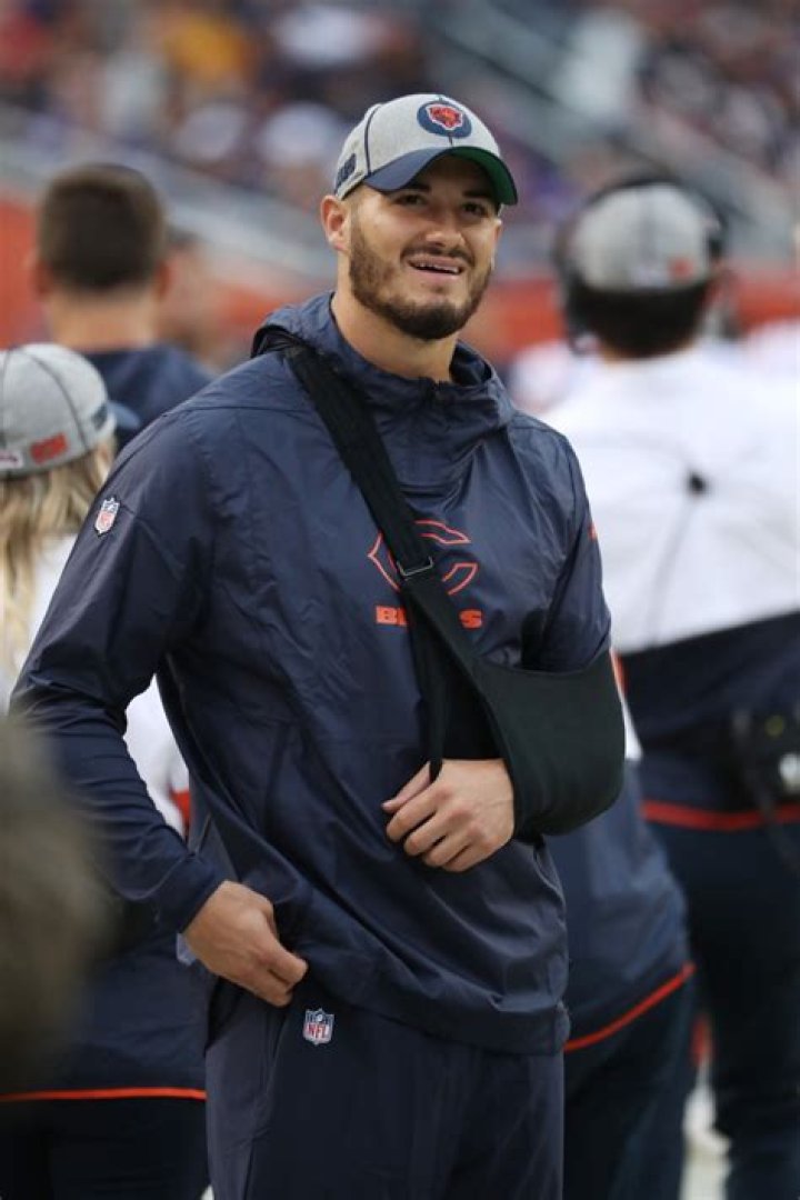 	Mitch Trubisky reportedly dislocated his left shoulder and slightly tore his labrum. But Matt Nagy wouldn’t confirm that or the QB’s status against the Raiders.	