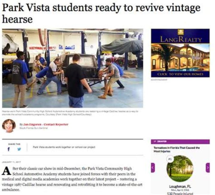 	Park Vista students ready to revive vintage hearse	