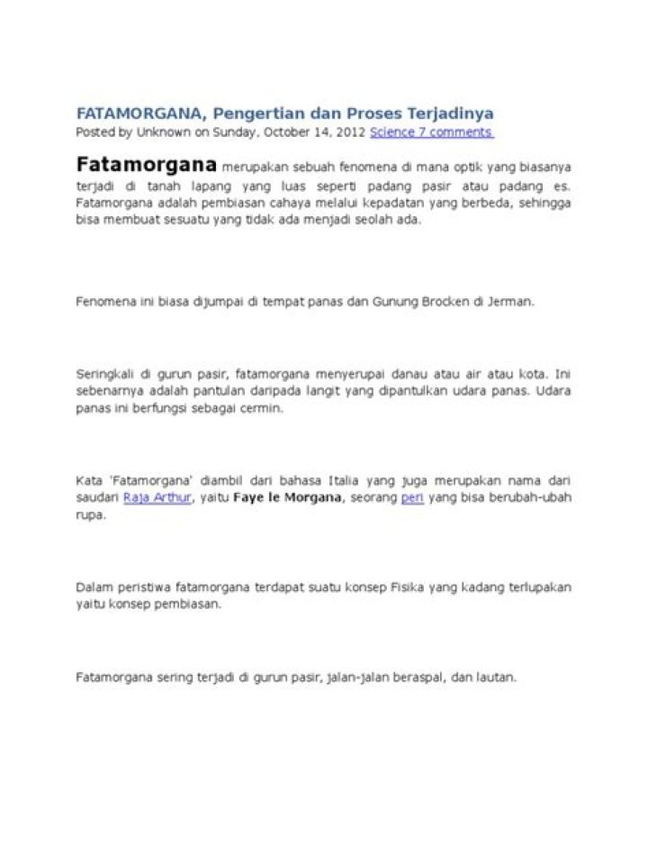 Penyebab Terjadinya Fatamorgana