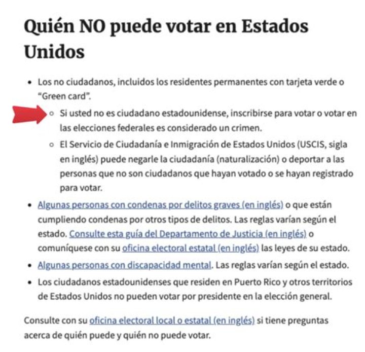 	¿Pueden votar en EEUU quienes no son ciudadanos?	