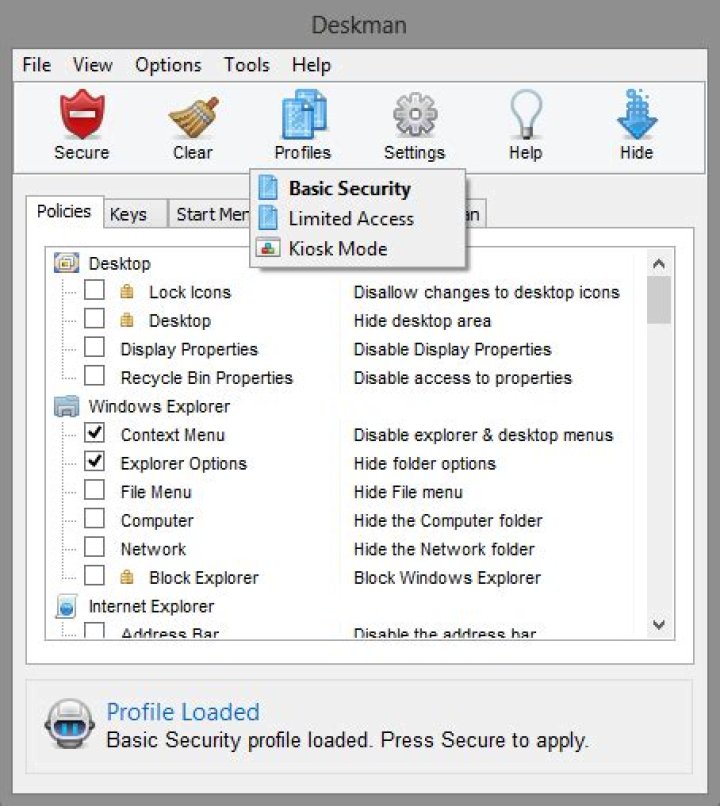 The Advanced Desktop Security Manager For Restricting Access To PC Settings