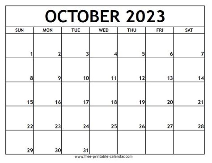 	The calendar for October 2023, and beyond	