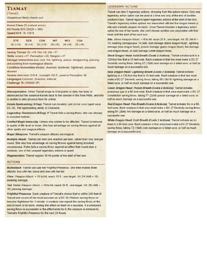 Tiamat stats? | EN World Tabletop RPG News & Reviews