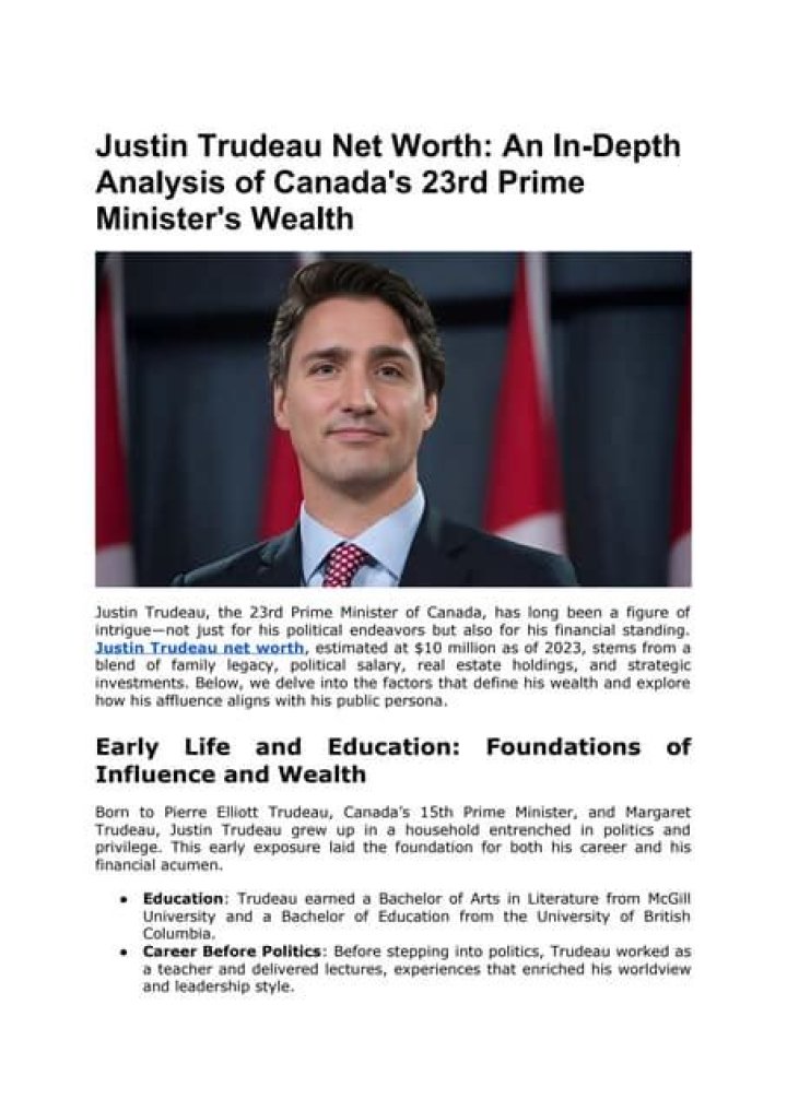 Trudeau's Net Worth: An In-Depth Analysis