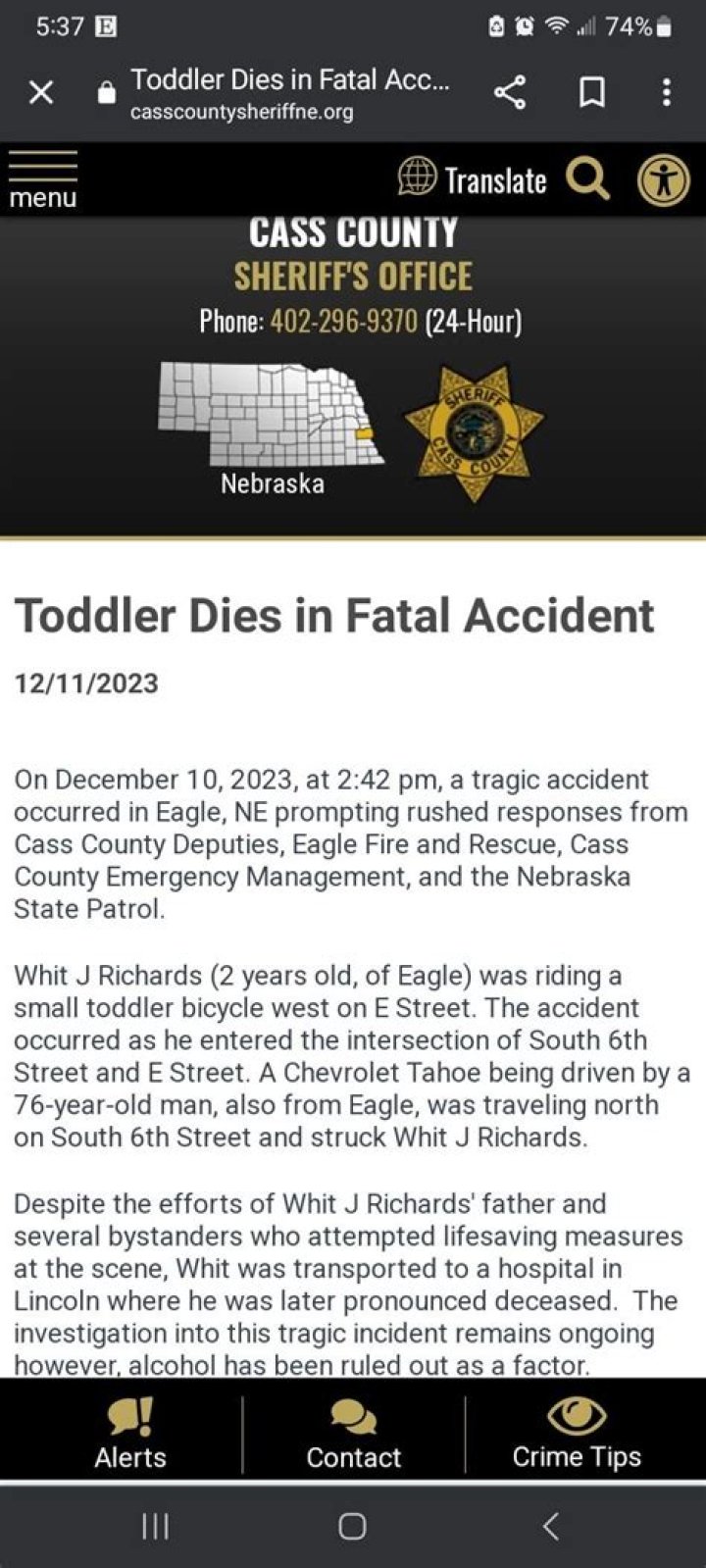 Whit Richards Obituary Eagle NE, Death And Funeral